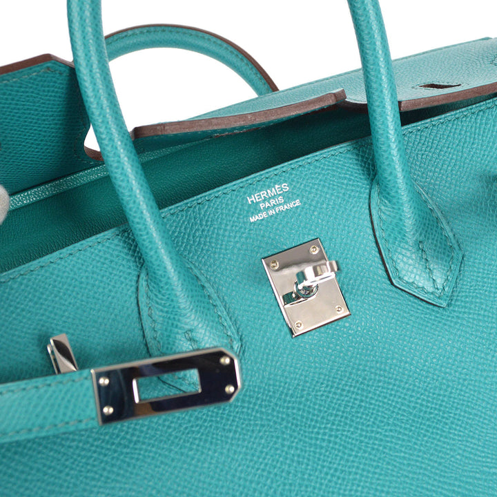 Hermes * 2012 BIRKIN 25 Blue Paon Veau Epsom