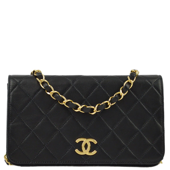 Top Quality Chanel Black Lambskin Pushlock Mini Full Flap Shoulder Bag
