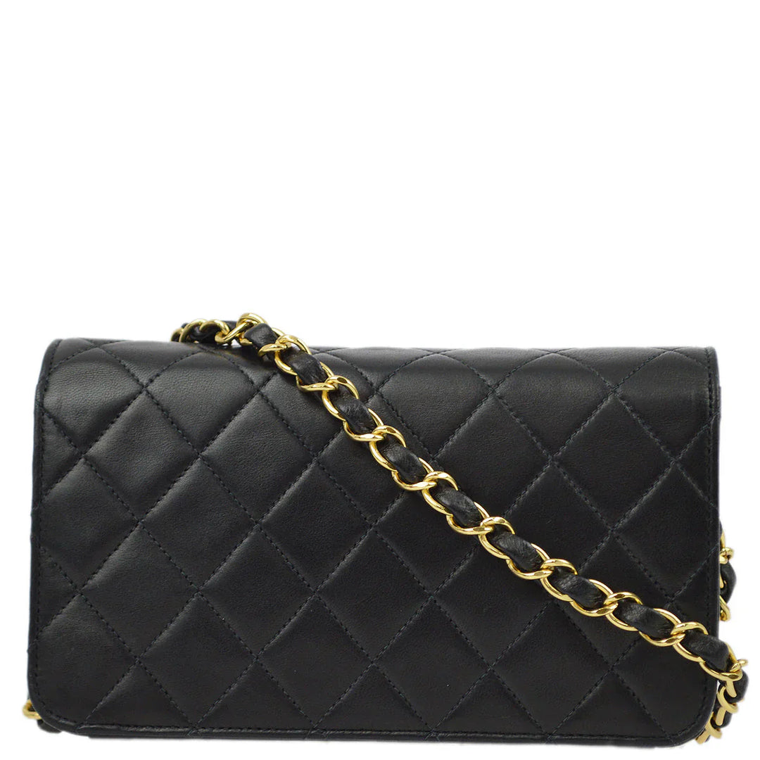 Top Quality Chanel Black Lambskin Pushlock Mini Full Flap Shoulder Bag