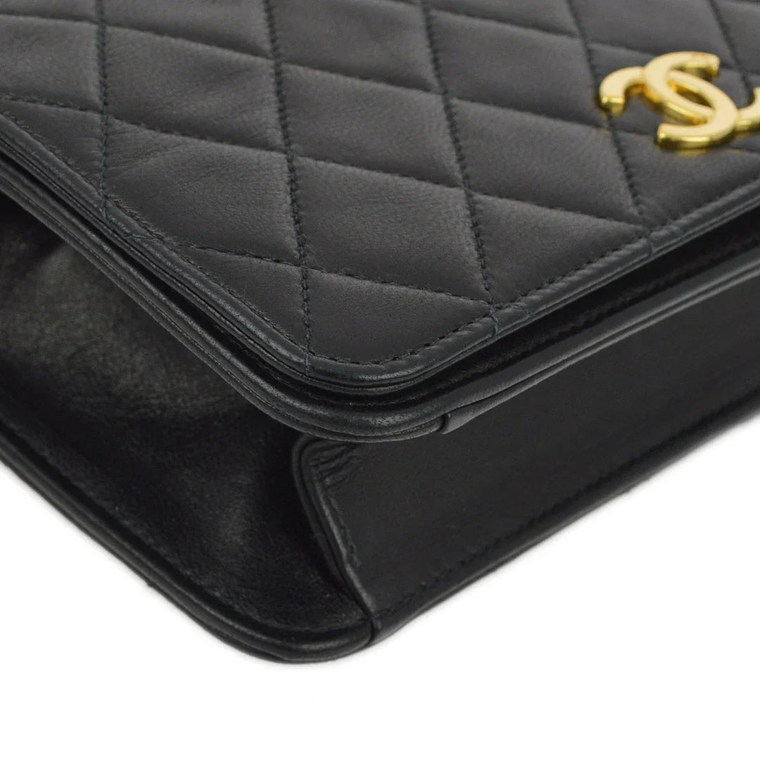 Top Quality Chanel Black Lambskin Pushlock Mini Full Flap Shoulder Bag