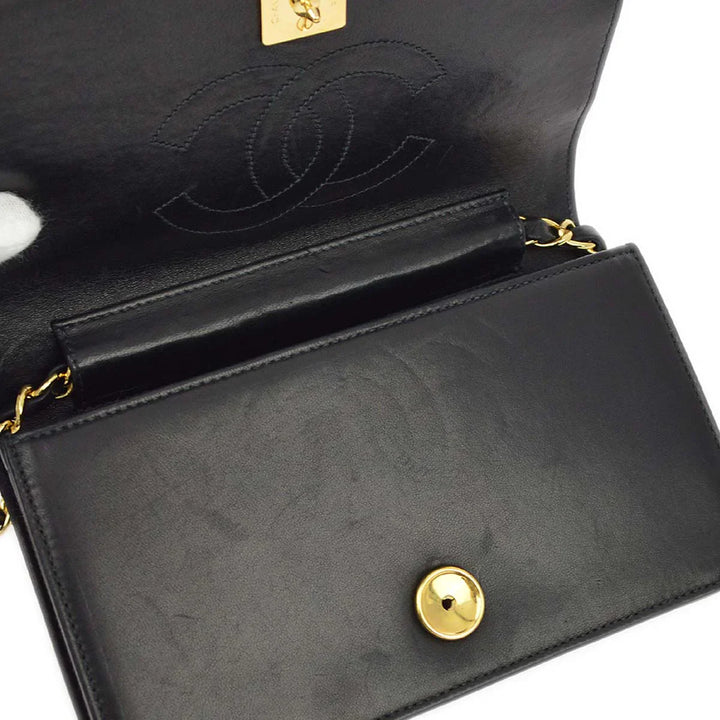 Top Quality Chanel Black Lambskin Pushlock Mini Full Flap Shoulder Bag