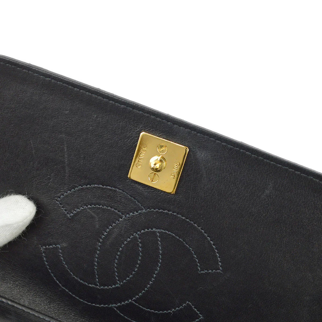 Top Quality Chanel Black Lambskin Pushlock Mini Full Flap Shoulder Bag