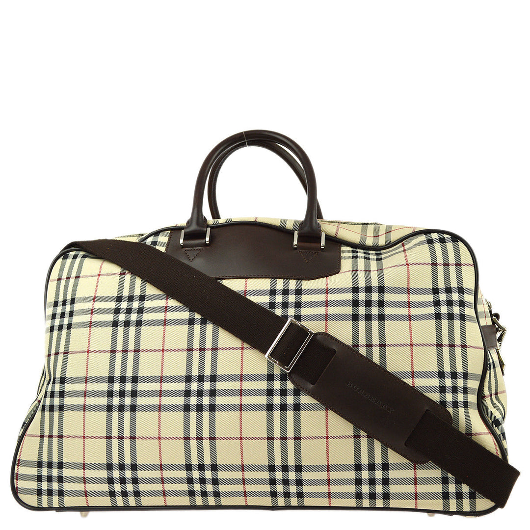 BURBERRY Check 2way Duffle Shoulder Handbag 161404