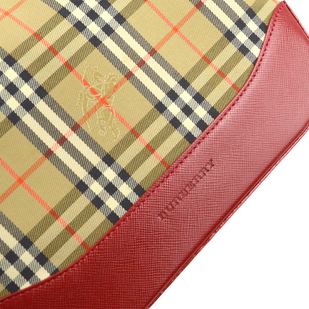 BURBERRY Red Beige House Check Handbag 172316