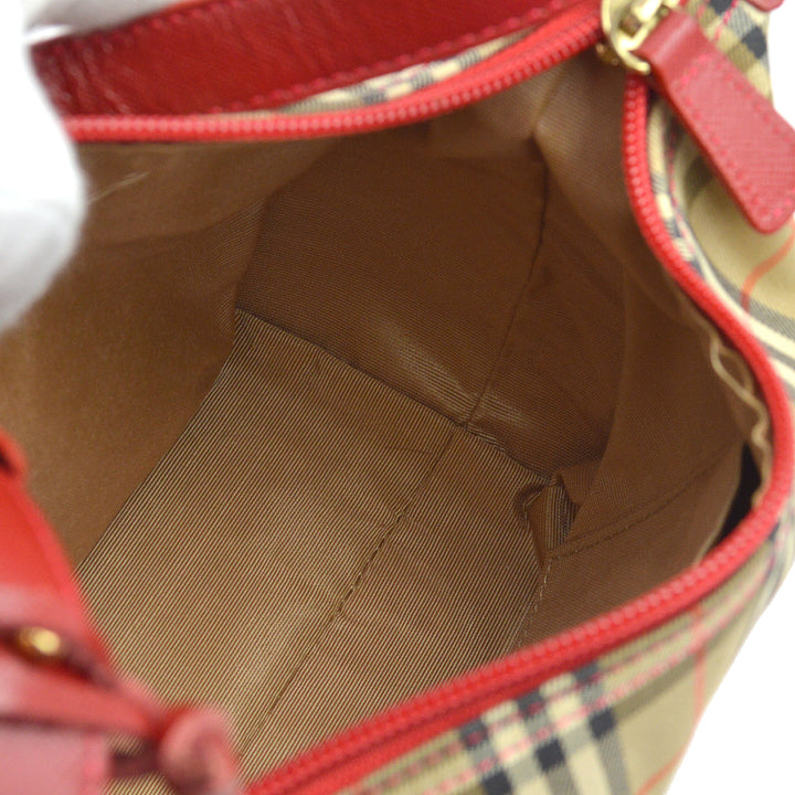 BURBERRY Red Beige House Check Handbag 172316