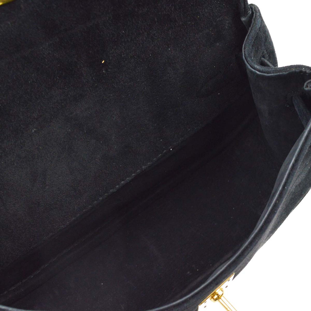 Premium Handmade Hermes * 1991 Black Doblis Banana Kelly Clutch Handbag 192060