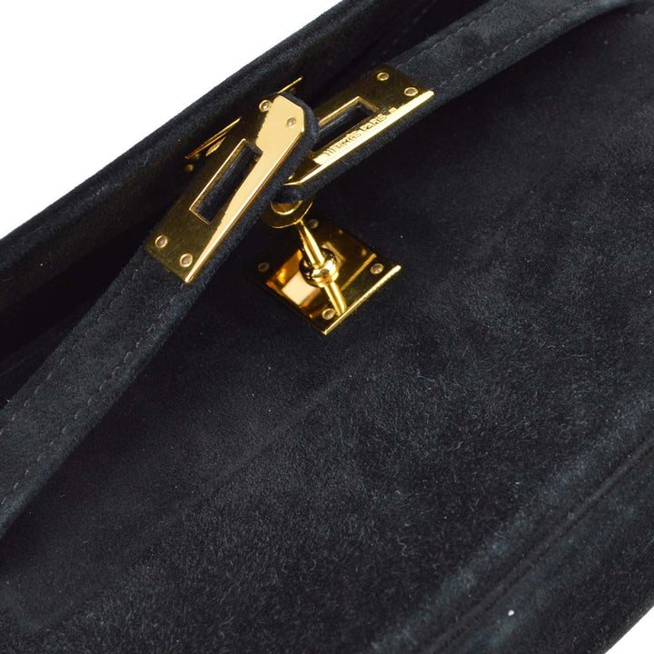 Premium Handmade Hermes * 1991 Black Doblis Banana Kelly Clutch Handbag 192060