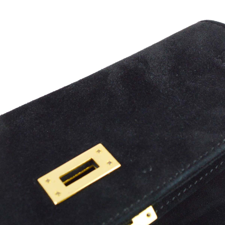 Premium Handmade Hermes * 1991 Black Doblis Banana Kelly Clutch Handbag 192060