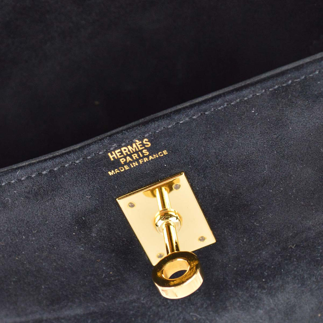 Premium Handmade Hermes * 1991 Black Doblis Banana Kelly Clutch Handbag 192060
