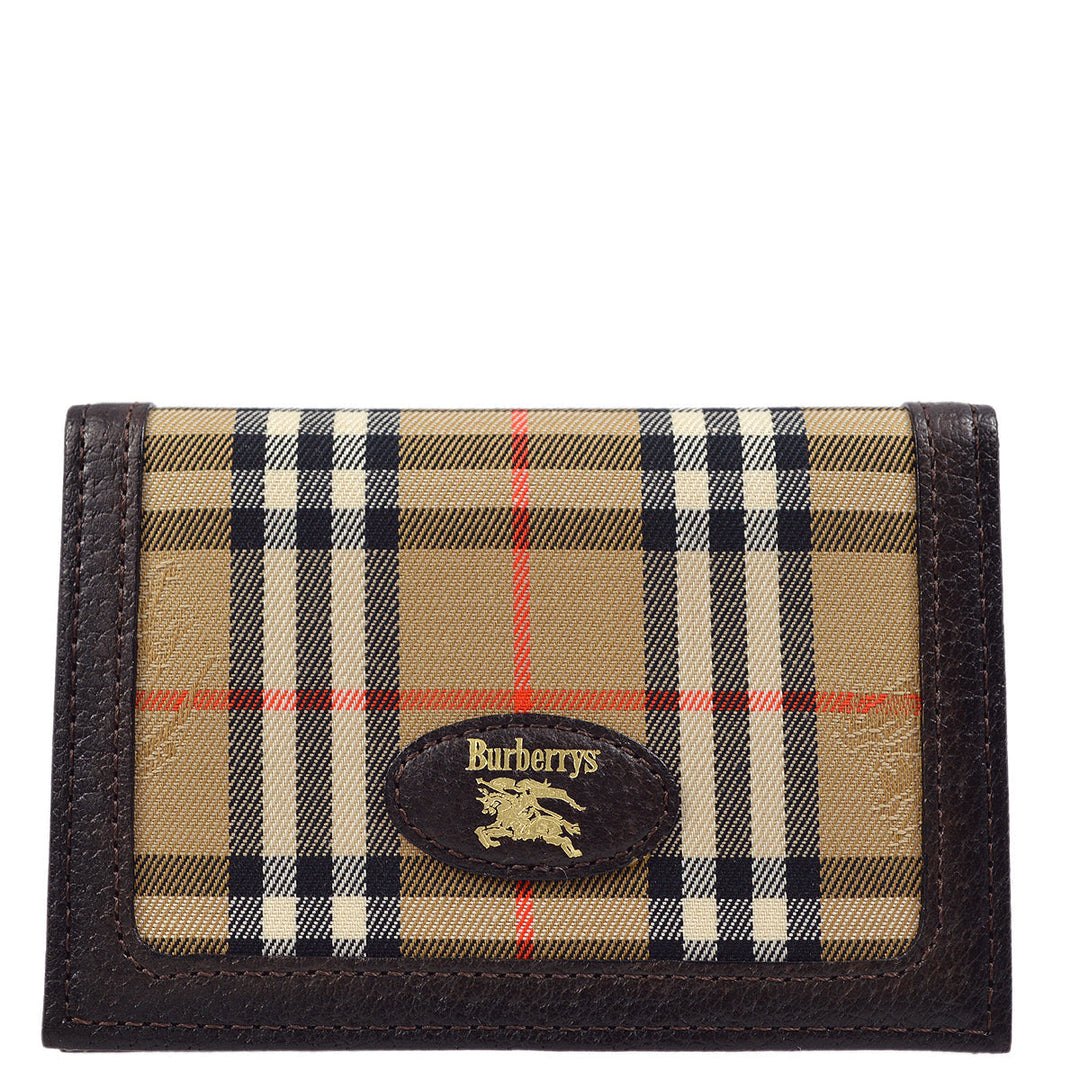 BURBERRYs Brown House Check Card Holder Wallet 172560