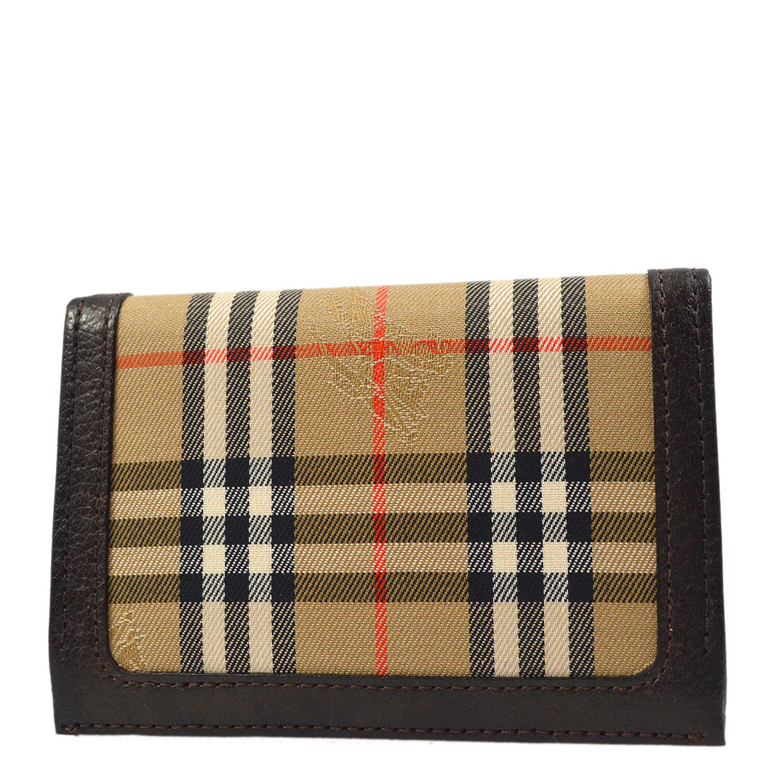 BURBERRYs Brown House Check Card Holder Wallet 172560