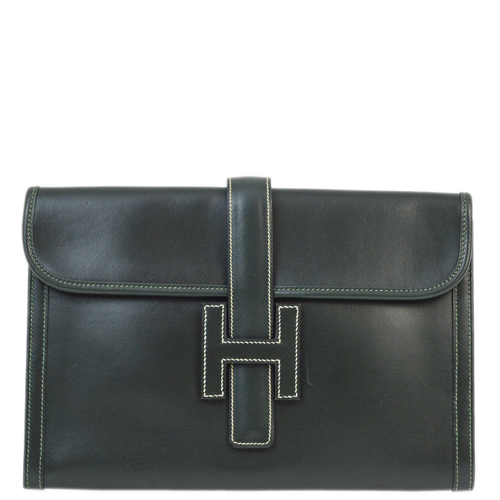 Top quality Hermes Green Box Calf Jige Clutch Bag 192478