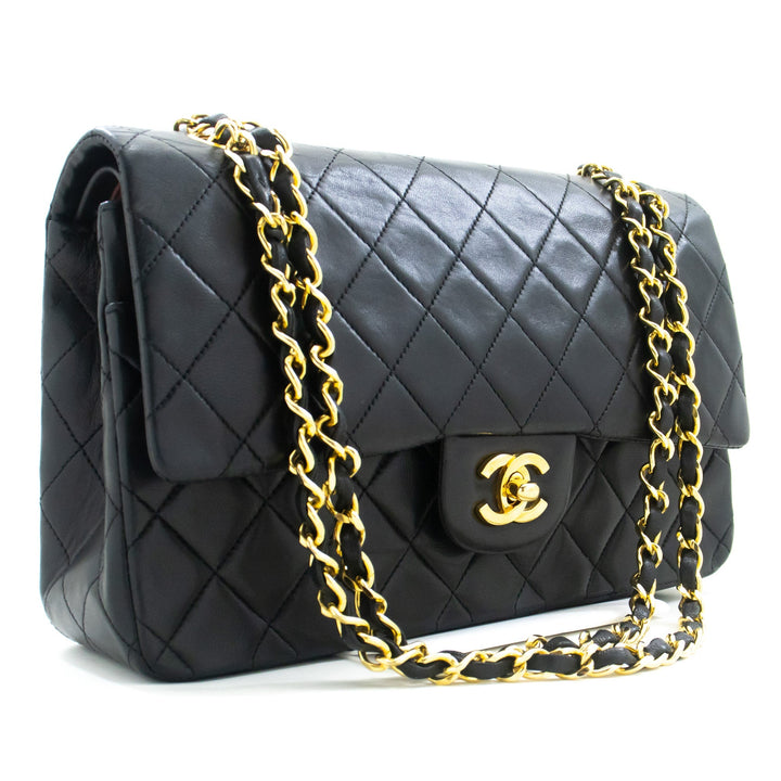 Top Quality Chanel Classic Double New 10" Chain Shoulder Bag Black Lambskin