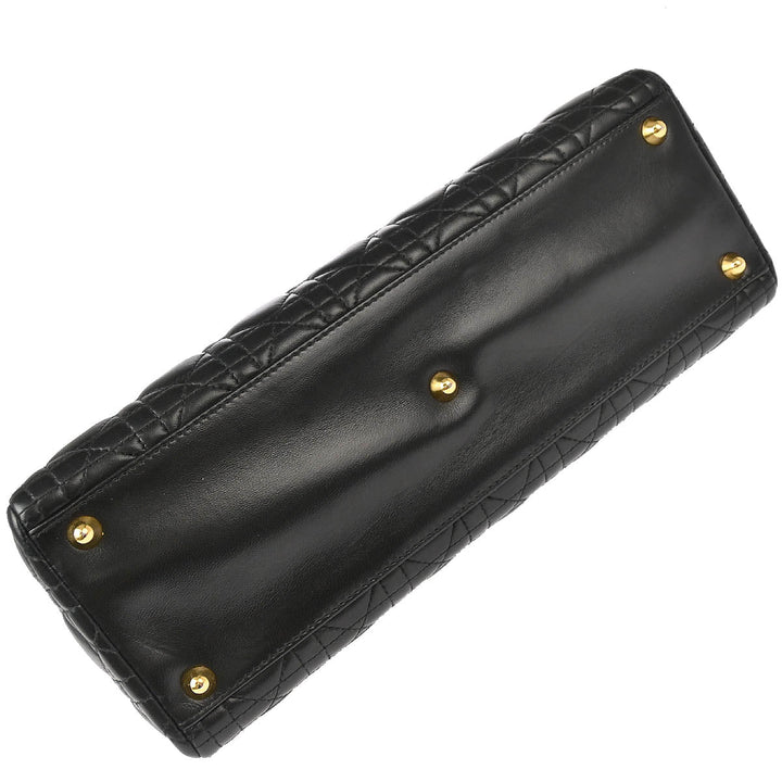 Christian Top quality Dior 2001 Black Lambskin Large Lady Top quality Dior Cannage 2way Shoulder Handbag