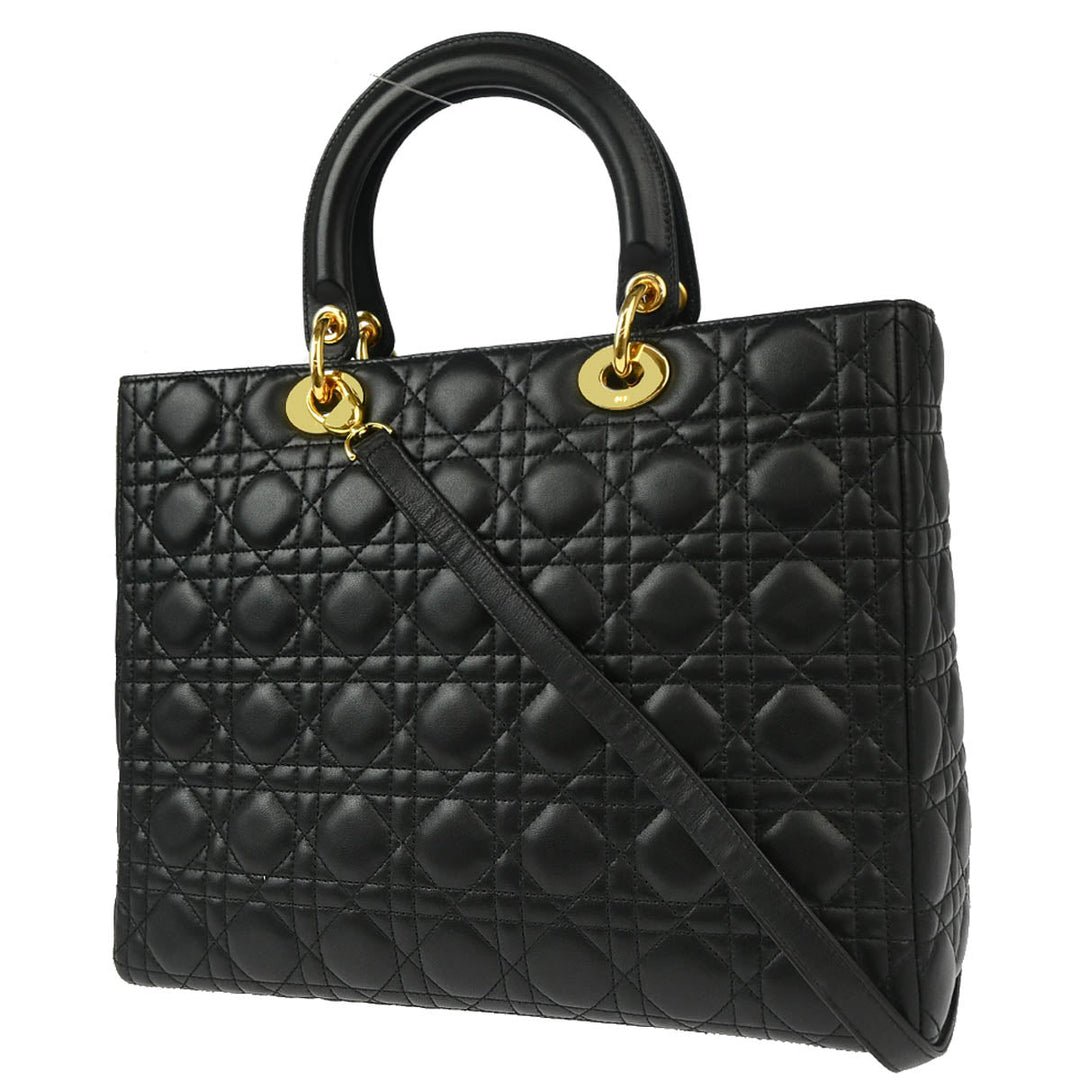 Christian Top quality Dior 1999 Black Lambskin Large Lady Top quality Dior Cannage 2way Shoulder Handbag