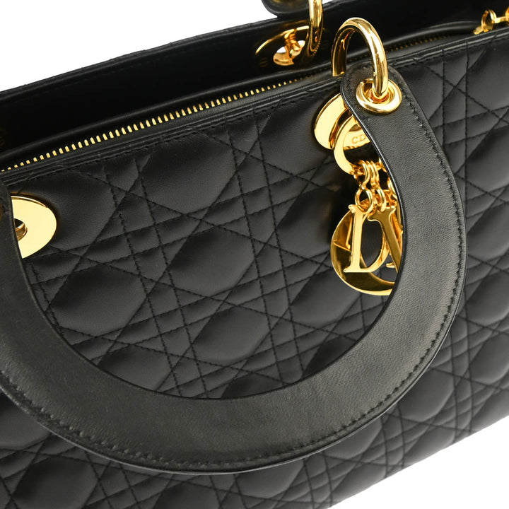 Christian Top quality Dior 2000 Black Lambskin Large Lady Top quality Dior Cannage 2way Shoulder Handbag
