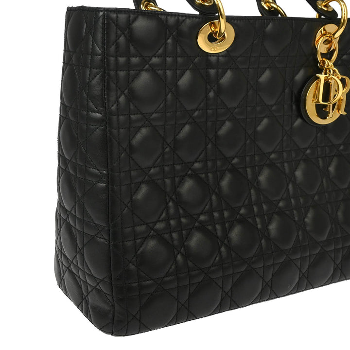Christian Top quality Dior 2001 Black Lambskin Large Lady Top quality Dior Cannage 2way Shoulder Handbag