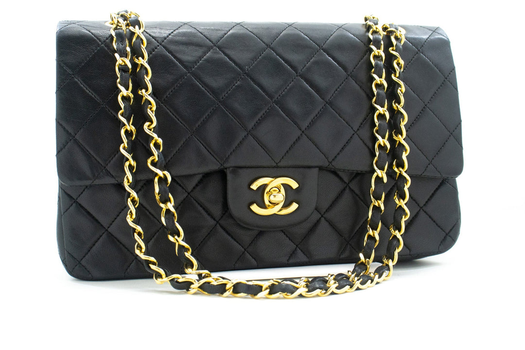 Top Quality Chanel Classic Double New 10" Chain Shoulder Bag Black Lambskin