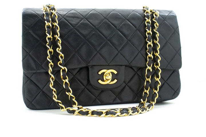 Top Quality Chanel Classic Double New 10" Chain Shoulder Bag Black Lambskin