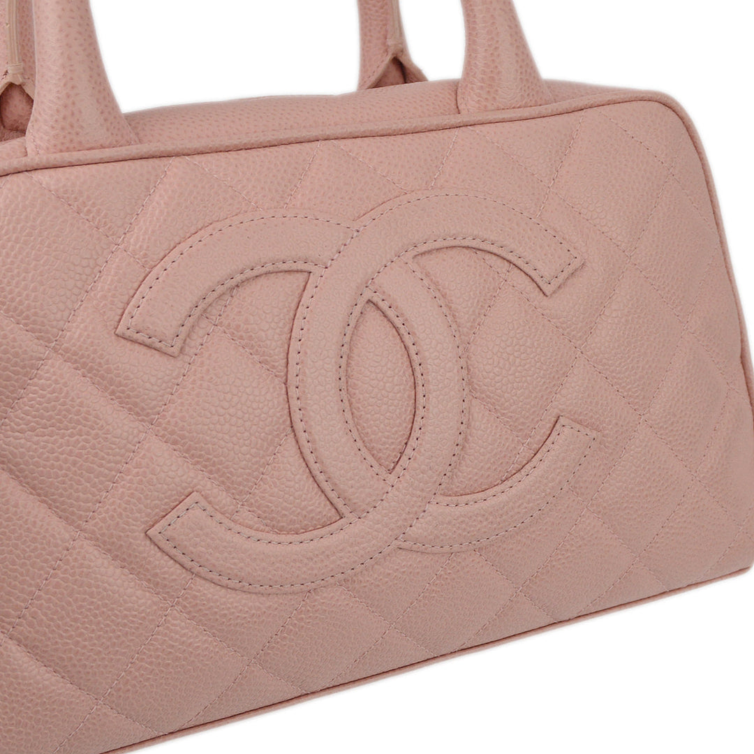 Top Quality Chanel Pink Caviar Bowling Bag 27