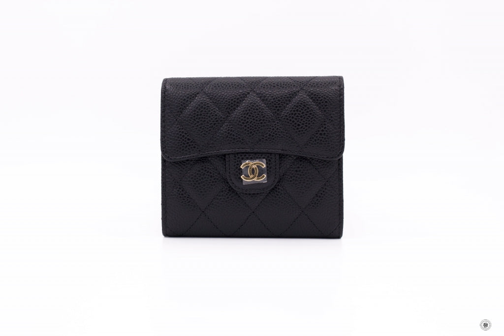 Top Quality Chanel AP0231 Y01588 Classic Fold Wallet (old Model: A82288) Black Caviar Short Wallet Ghw