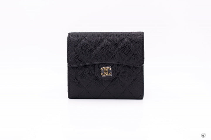 Top Quality Chanel AP0231 Y01588 Classic Fold Wallet (old Model: A82288) Black Caviar Short Wallet Ghw