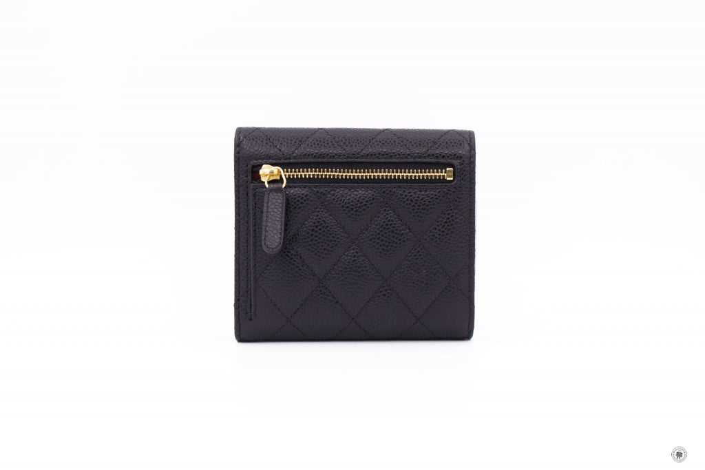 Top Quality Chanel AP0231 Y01588 Classic Fold Wallet (old Model: A82288) Black Caviar Short Wallet Ghw