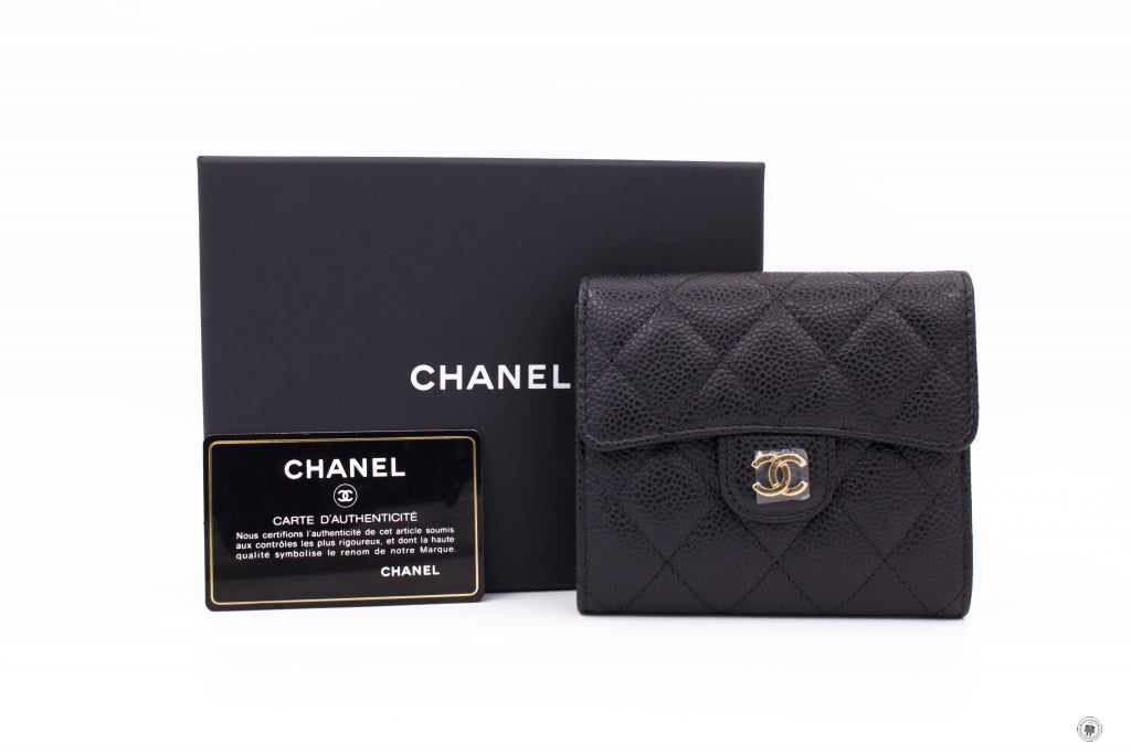 Top Quality Chanel AP0231 Y01588 Classic Fold Wallet (old Model: A82288) Black Caviar Short Wallet Ghw