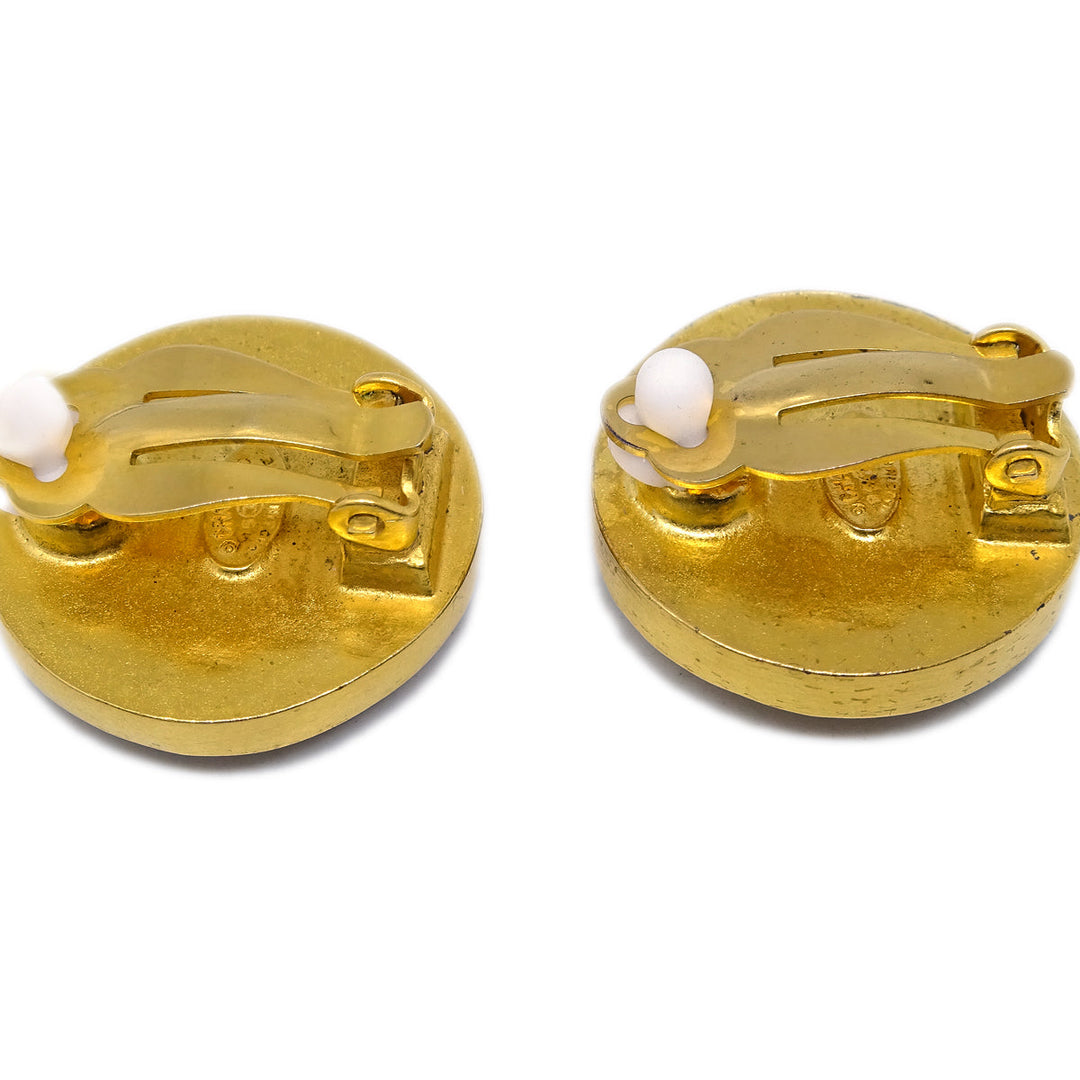 Top Quality Chanel Button Earrings Clip-On Brown 95A