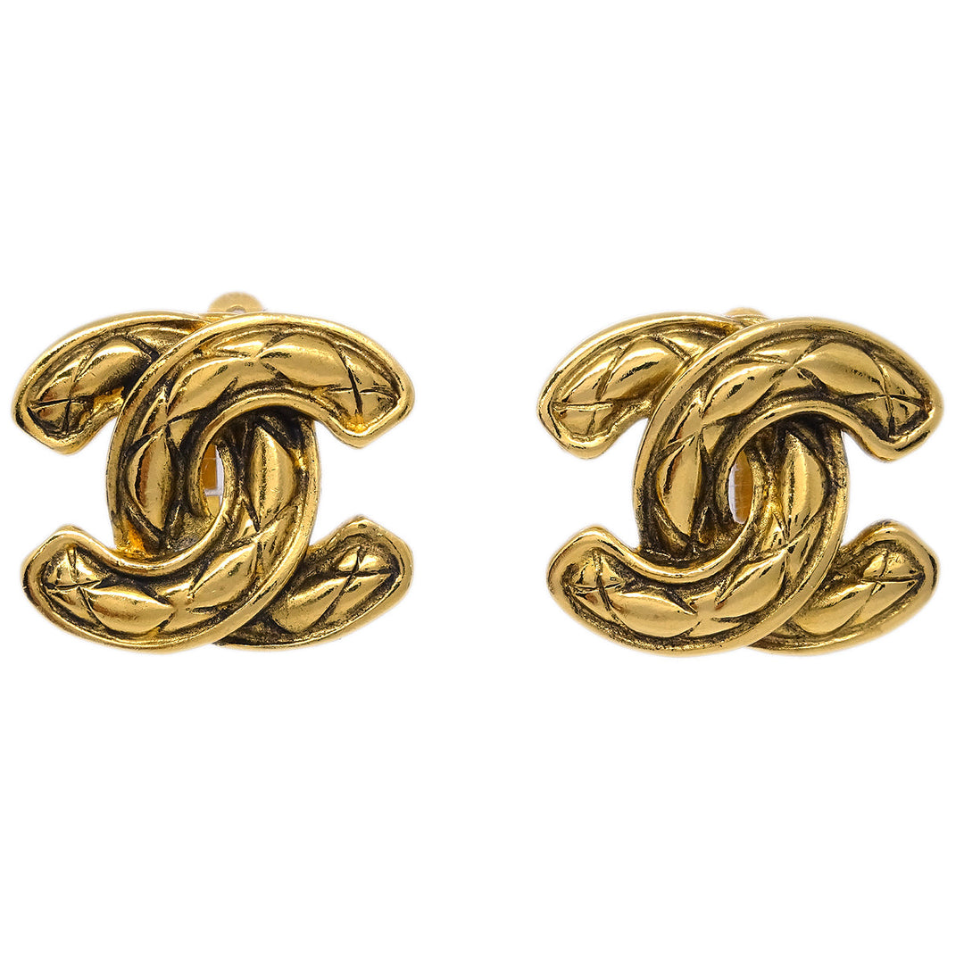 Top Quality Chanel CC Earrings Clip-On Gold 2433