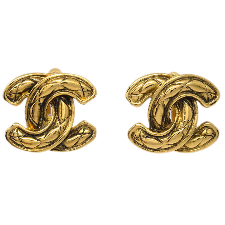 Top Quality Chanel CC Earrings Clip-On Gold 2433