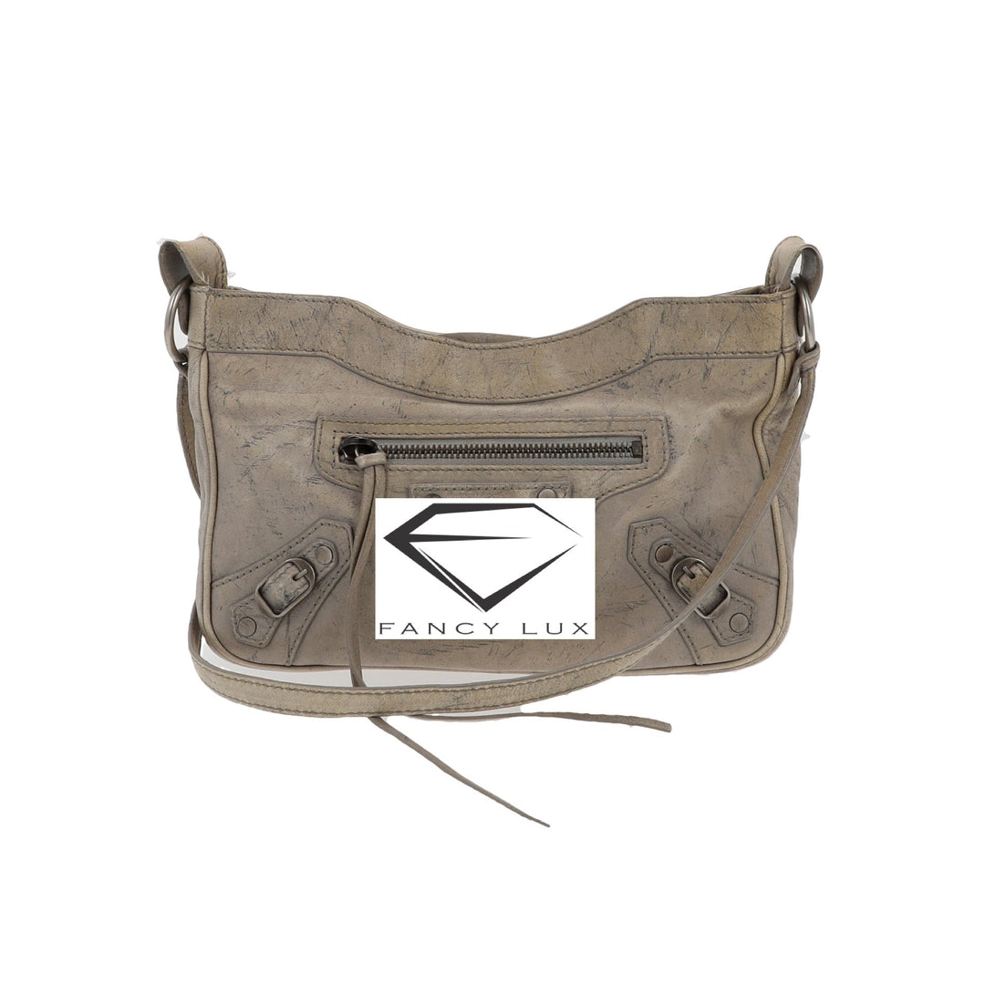balenciaga Hip Crossbody Bag in Grey Leather