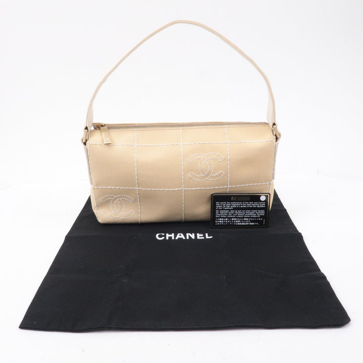 Top Quality Chanel Chocolate Bar Canvas Hand Bag Shoulder Bag Beige