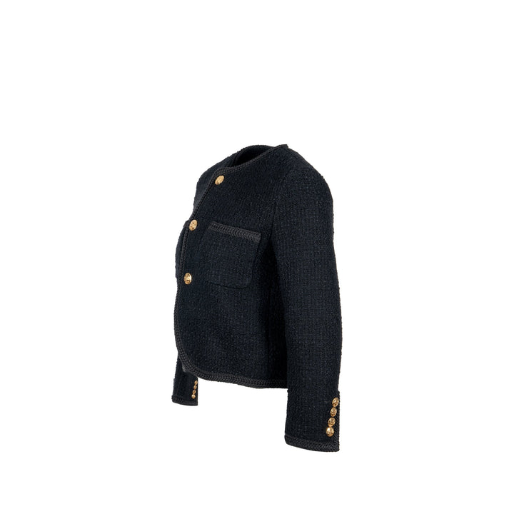 Top Quality Celine Size 34 Chasseur Jacket Tweed Black