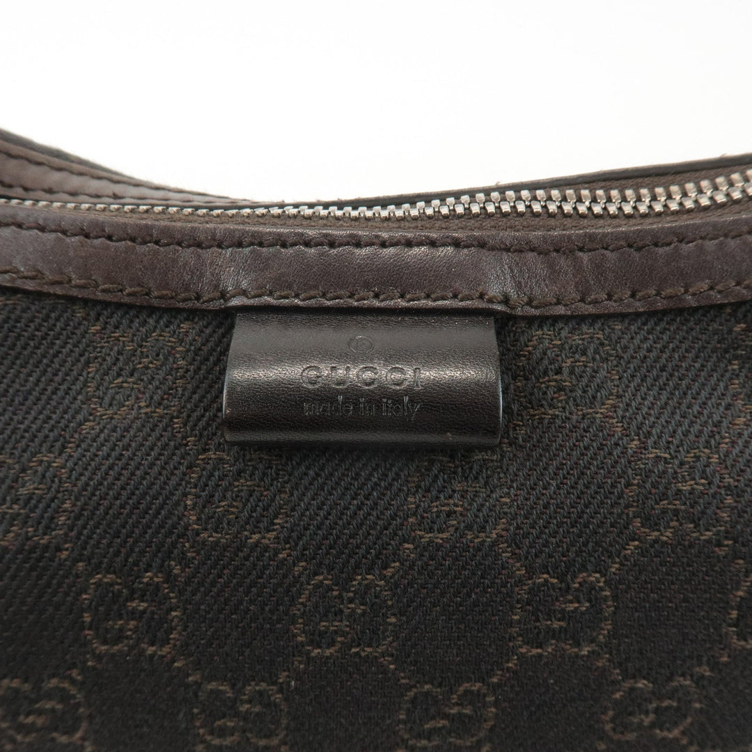GUCCI GG Denim Leather Shoulder Bag Crossbody Dark Brownk