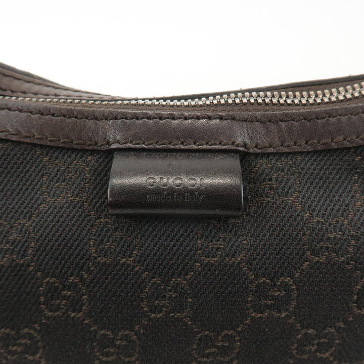 GUCCI GG Denim Leather Shoulder Bag Crossbody Dark Brownk