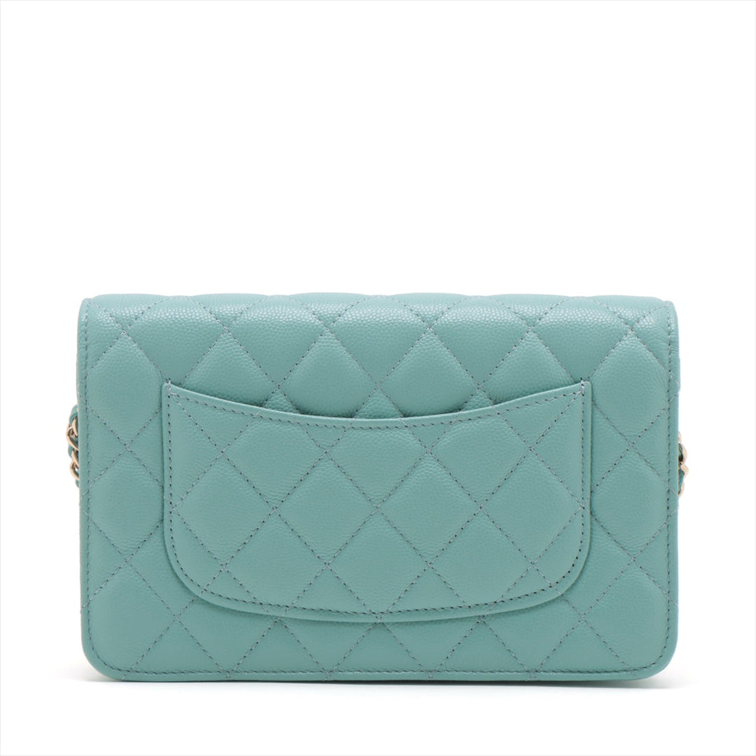 Top Quality Chanel Matrasse Caviar S Chain Wallet Blue Silver G  29th