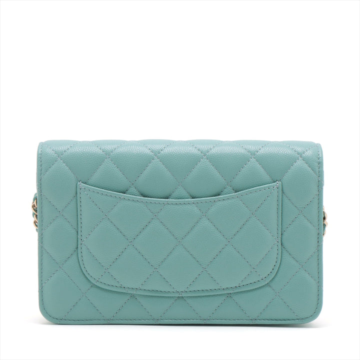 Top Quality Chanel Matrasse Caviar S Chain Wallet Blue Silver G  29th
