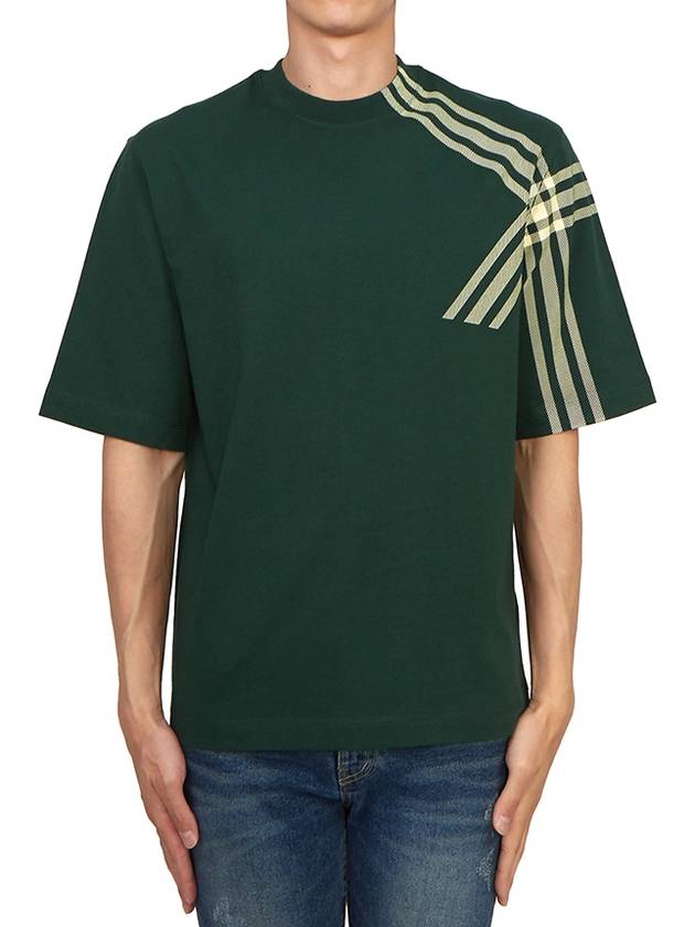 Burberry Men's Cotton Check Short Sleeve T-Shirt Green