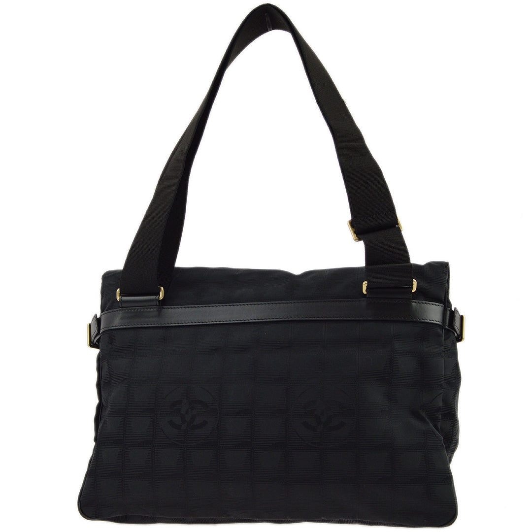 Top Quality Chanel Black Jacquard Travel Line Messenger Shoulder Bag