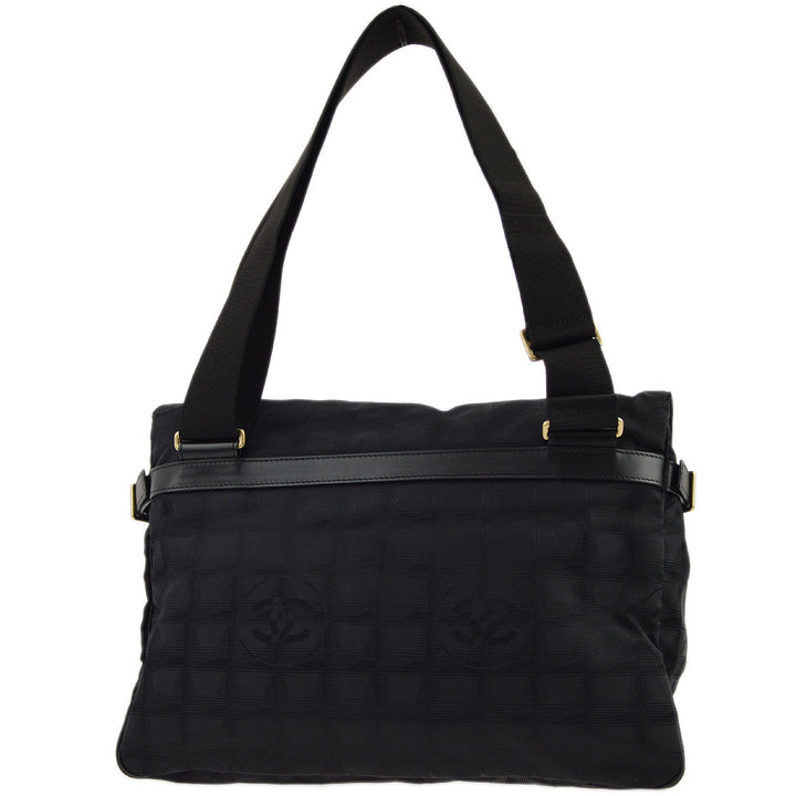 Top Quality Chanel Black Jacquard Travel Line Messenger Shoulder Bag