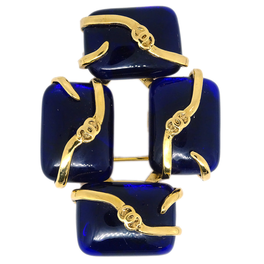 Top Quality Chanel 1994 Gold & Blue Gripoix 'CC' Brooch