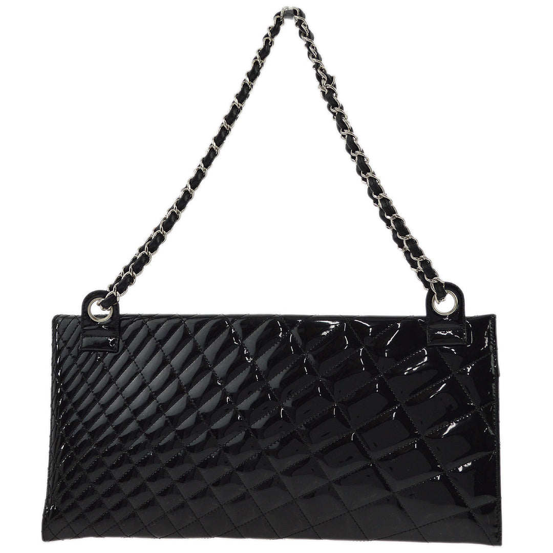 Top Quality Chanel Black Patent Leather Double Chain Shoulder Bag