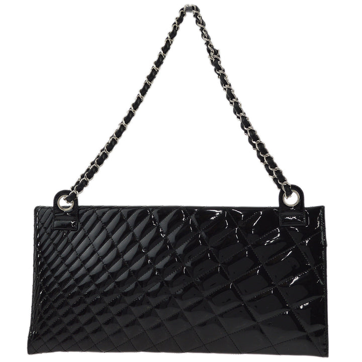Top Quality Chanel Black Patent Leather Double Chain Shoulder Bag