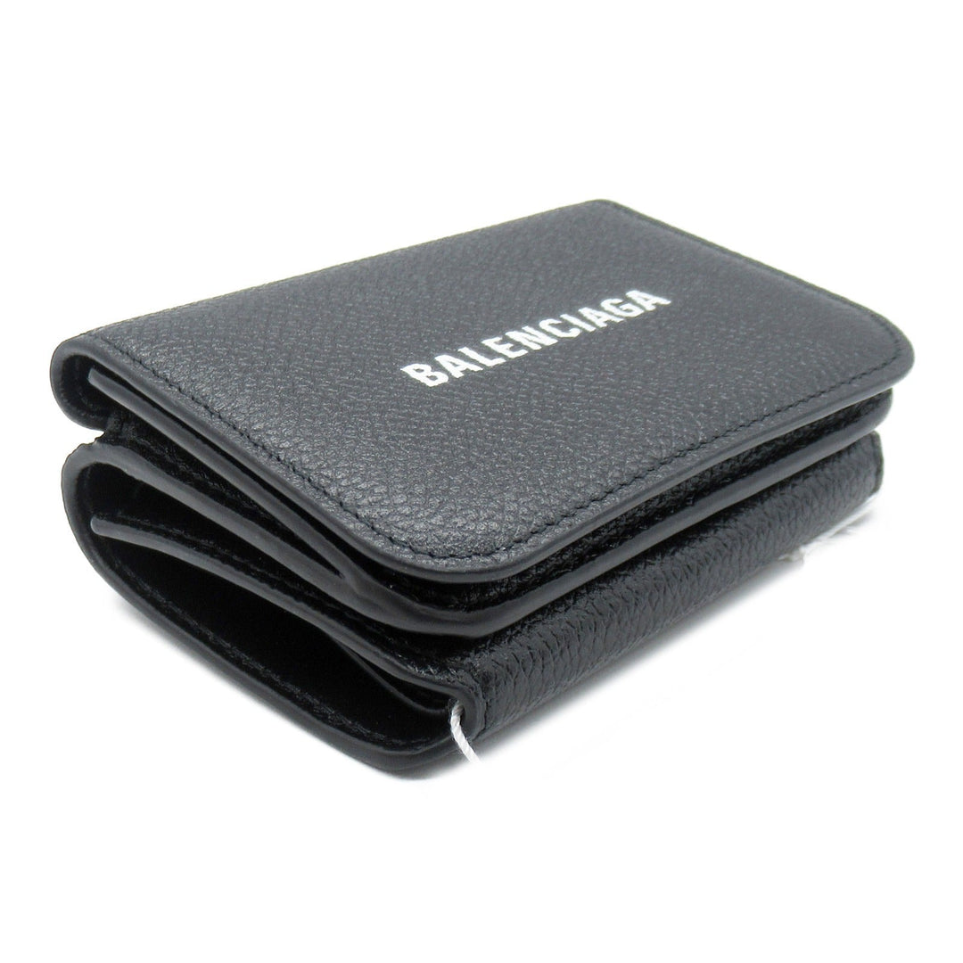 Top Quality Balenciaga Leather Trifold Wallet Black