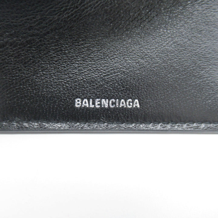Top Quality Balenciaga Leather Trifold Wallet Black