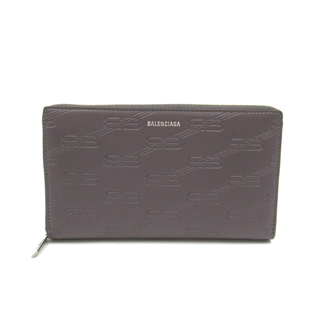 Top Quality Balenciaga Leather Round Wallet Gray