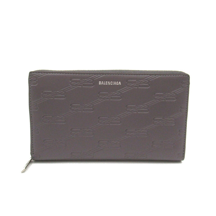 Top Quality Balenciaga Leather Round Wallet Gray