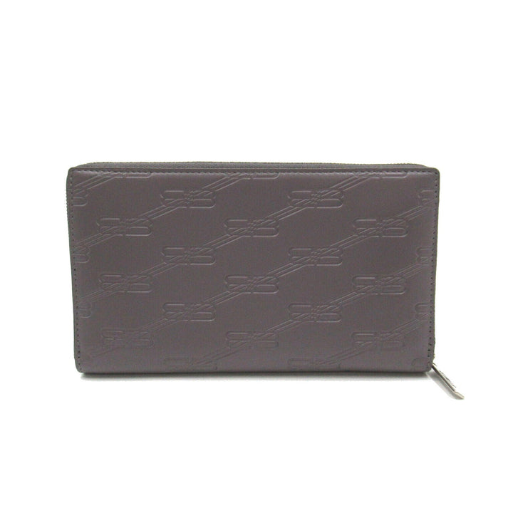 Top Quality Balenciaga Leather Round Wallet Gray