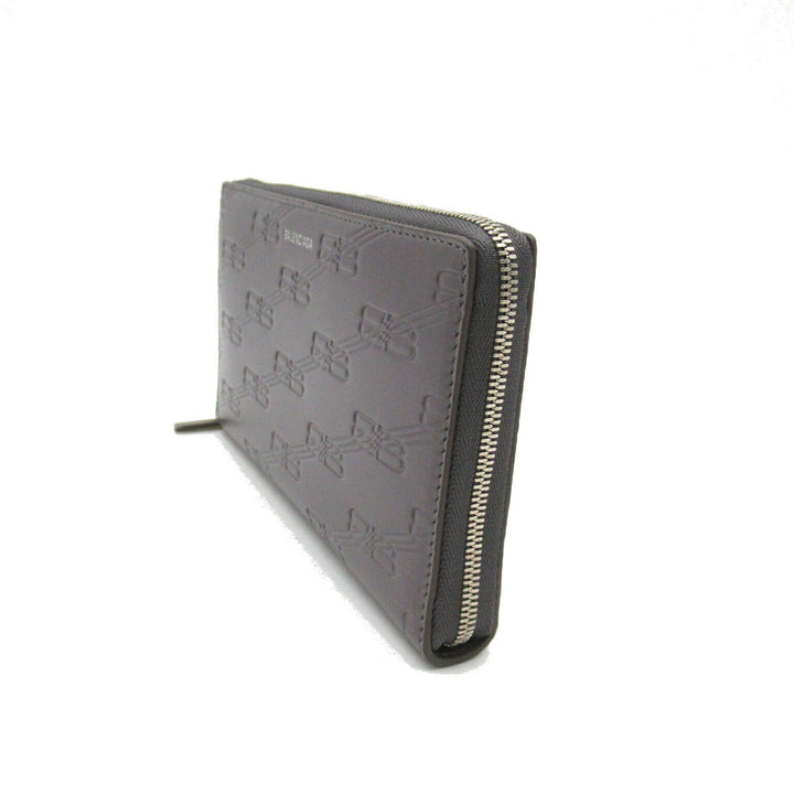 Top Quality Balenciaga Leather Round Wallet Gray
